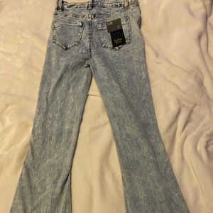 Indigo Rein ripped high rise bell bottoms, size: 3, w: 25, l: 32 1/2